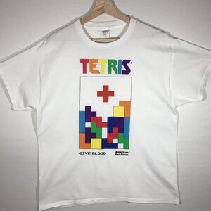 American Red Cross Tetris Adult's Large White Short Sleeve T-Shirt